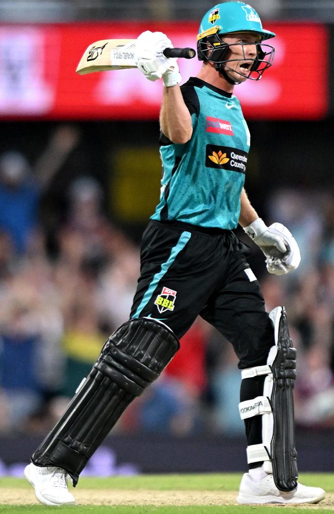 Nathan McSweeney celebrates Brisbane Heat’s victory. Picture: Getty Images