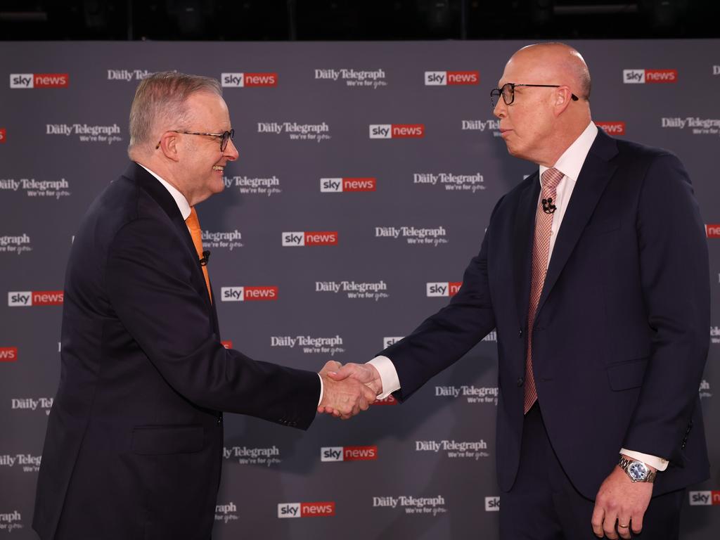 NCA 2025 FEDERAL ELECTION Labor BUS. DAY 11 08/04/2025 Australian Labor Prime Minister Anthony Albanese debates Liberal opposition leader Peter Dutton at the Sky News / Daily Telegraph Peoples Forum.Picture: Jason Edwards / NewsWire .