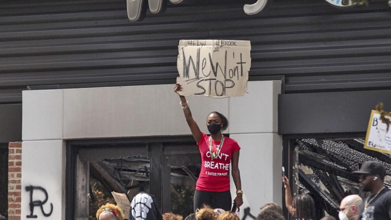 The death reignited tensions between the black community and police. Picture: Steve Schaefer/Atlanta Journal-Constitution via AP