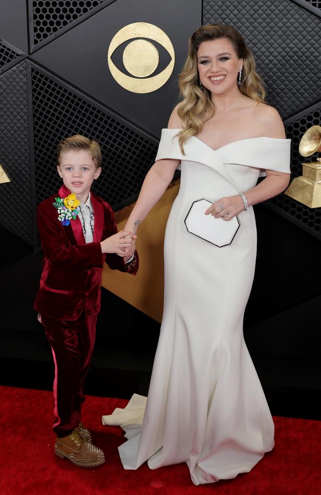 Remington Alexander and Kelly Clarkson attend the 66th Grammys. Picture: WireImage