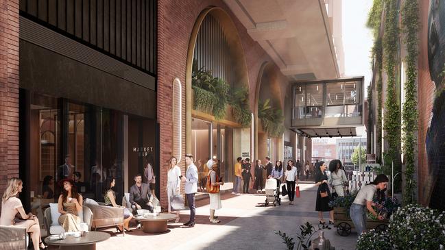 An artist impression of the Laneway Retail section of the Adelaide Central Market redevelopment. Picture: Supplied