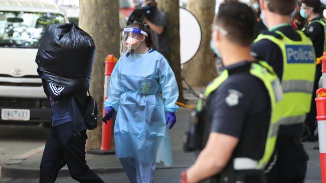 A guests at The Holiday inn on Flinders Lane had to be evacuated. Picture: David Crosling