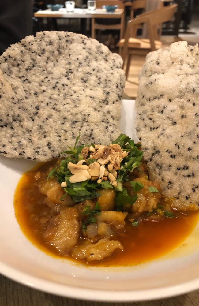 A must-have. Fish curry dip with crackers at Bau Truong, Harbord Diggers. Picture: Supplied.