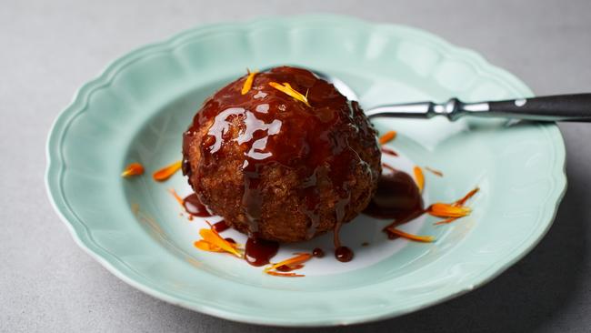 Waffle coated fried ice cream.