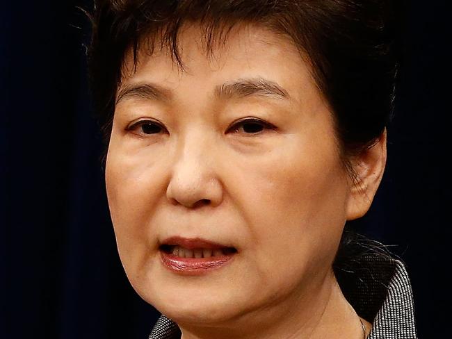 SEOUL, SOUTH KOREA - NOVEMBER 29: South Korean President Park Geun-Hye makes a speech during an address to the nation, at the presidential Blue House in Seoul on November 29, 2016. South Korea's scandal-hit President Park Geun-Hye said Tuesday she was willing to stand down early and would let parliament decide on her fate. (Photo by Jeon Heon-Kyun-Pool/Getty Images)