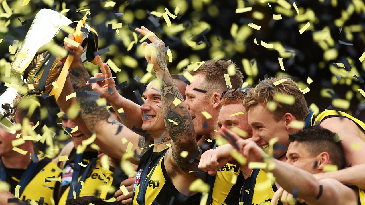 Richmond enjoys its commanding Grand Final win over GWS Giants last year.