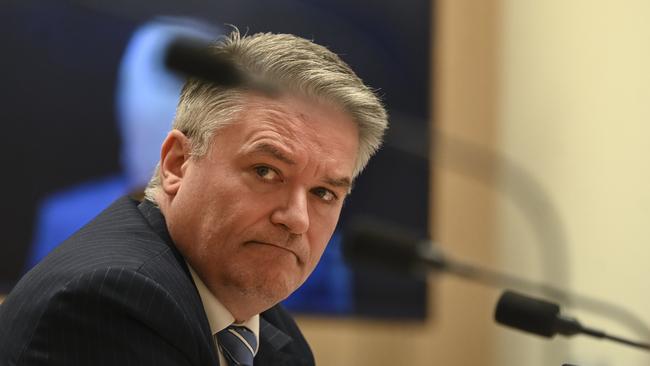 Finance Minister Mathias Cormann at a Senate inquiry on Tuesday. Picture: AAP