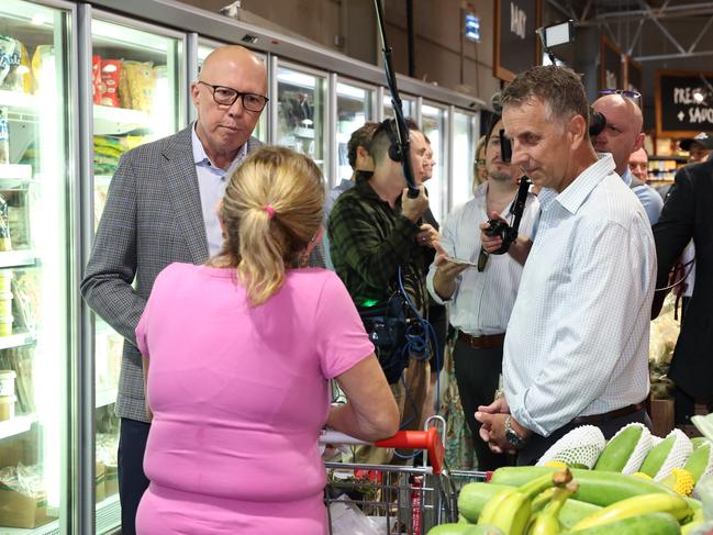 Opposition Leader Peter Dutton campaigned with Liberal candidate Andrew Constance in Nowra in the seat of Gilmore on Tuesday. Picture Adam Head / NewsWire