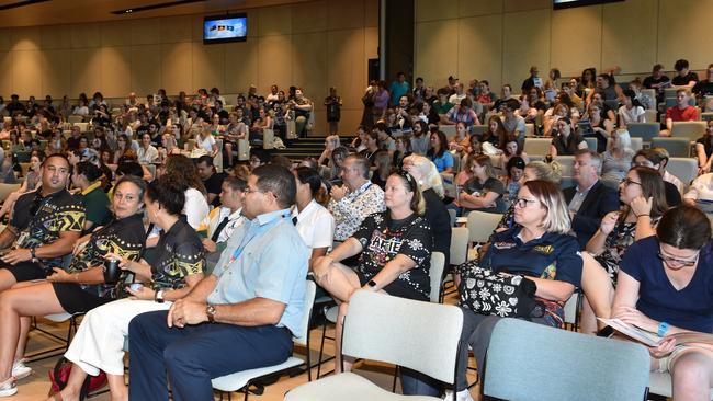 Students, staff and family members are welcomed to orientation day at USC Moreton Bay. Picture: Marcel Baum