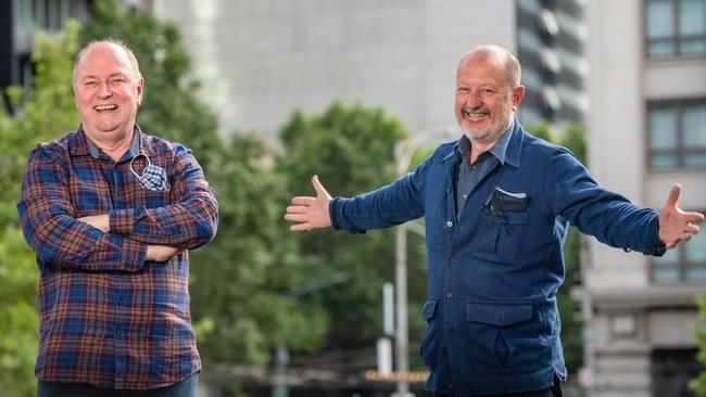 Russel Howcroft (right) is poised to ink a new two-year deal to co-host 3AW’s breakfast show alongside Ross Stevenson. Picture: Jason Edwards