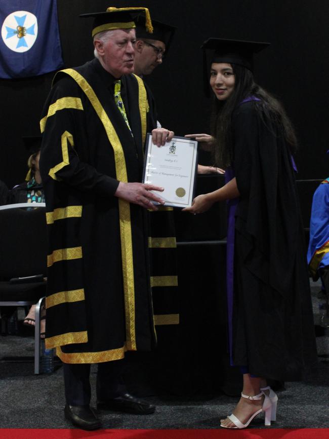 Sandhya K C graduated with a Master of Management for Engineers at the CQUniversity graduation ceremony in Bundaberg on December 14, 2023.