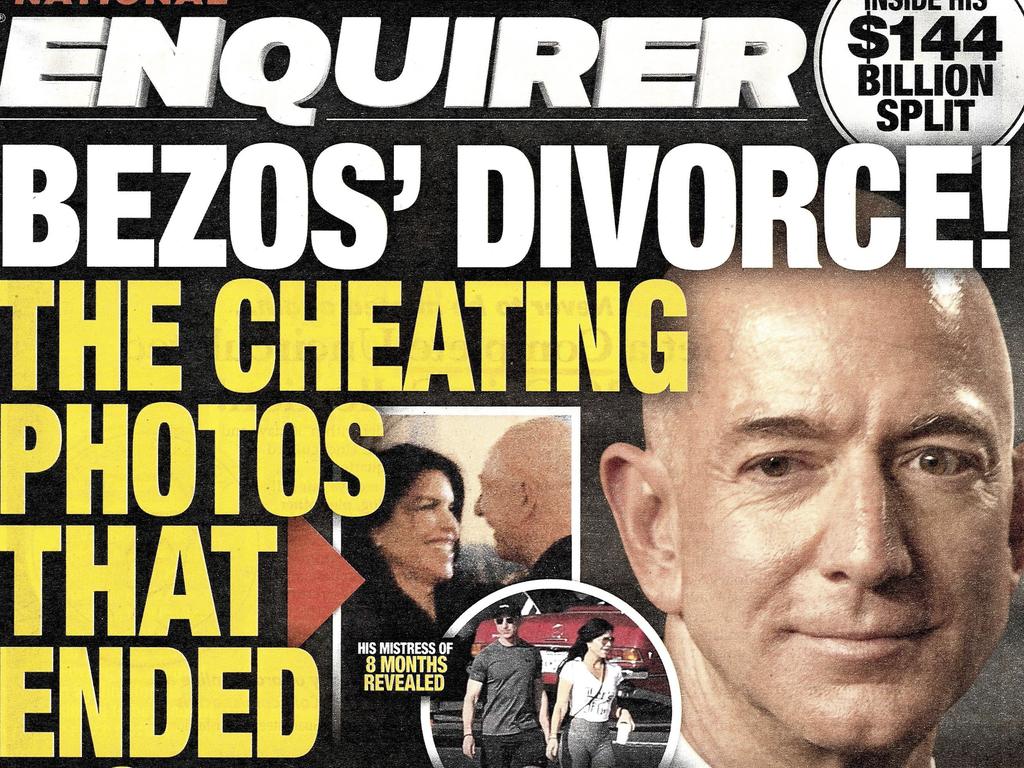 The National Enquirer has published multiple stories about Jeff Bezos’ marriage breakdown. Picture: National Enquirer via AP