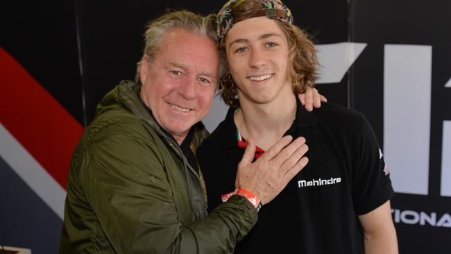 Wayne Gardner was one very happy Dad with his son Remy Gardner after the Australian Moto GP Moto 2 race at Phillip Island. Picture: Stephen Harman