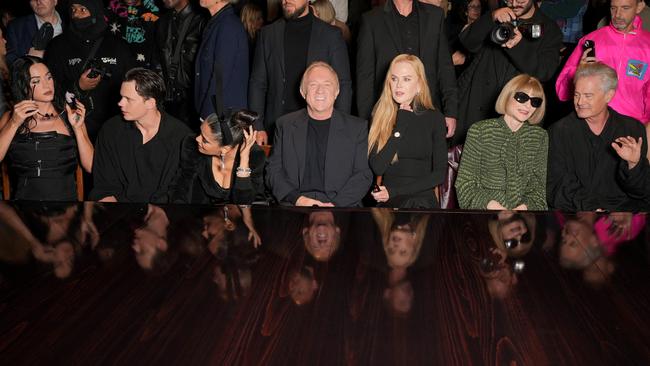 Katy Perry, Bill Skarsgård, Salma Hayek, François-Henri Pinault, Nicole Kidman and Anna Wintour at Balenciaga RTW Spring 2025. Picture: Getty Images