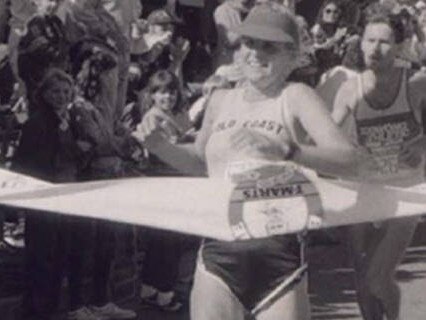 Marathon runner and now 66-year-old Benowa grandmother Margaret Reddan during one of her four Gold Coast marathon wins. Photo: Supplied