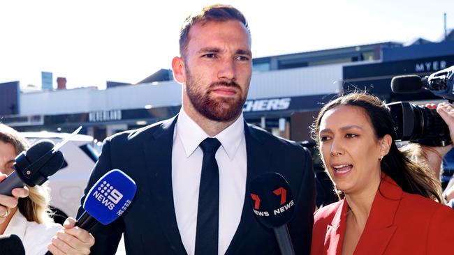 22/04/2025 Richmond footballer Noah Balta arrives at Albury Court for sentencing over the assault of a man in December. Picture: David Geraghty