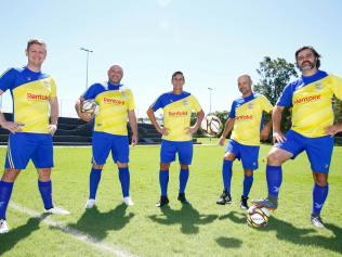 James Barley, Campbell King, Steve Rada, Haroldo Negrao and Matheus Beltrame of the Legends Football Club. Picture: Tertius Pickard