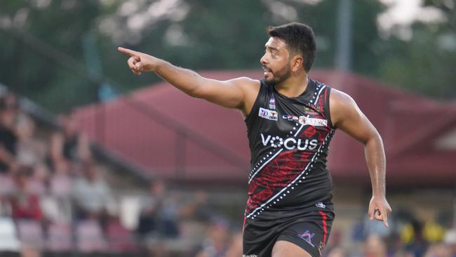 Shannon Rioli had a big outing in his debut for the Tiwi Bombers. Picture: Courtney McCabe / AFLNT Media