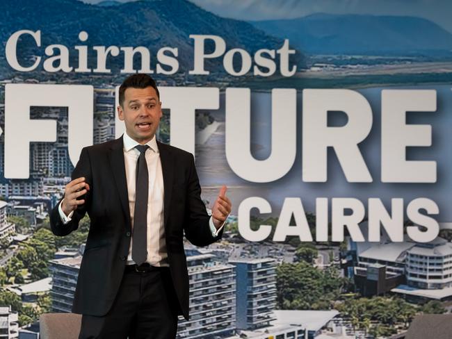 Key Speaker Geographer & Demographer Simon Kuestenmacher at the Cairns Post Future Cairns Event on Friday. Picture Emily Barker.