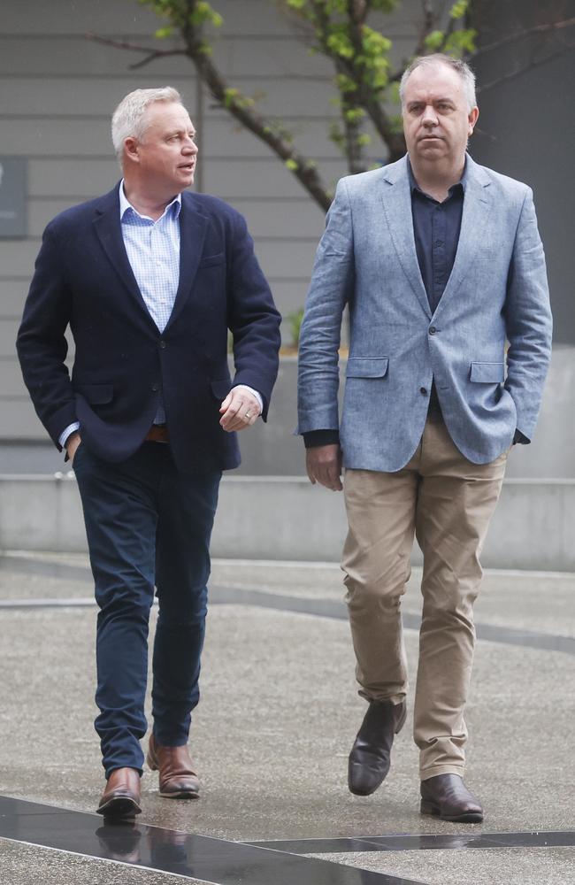 Premier Jeremy Rockliff with Minister Nic Street. Minister Nic Street announcing he is quitting cabinet. Picture: Nikki Davis-Jones