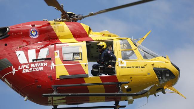 The Westpac Life Saver Rescue Helicopter in Ballina on Wednesday. Picture: Liana Boss