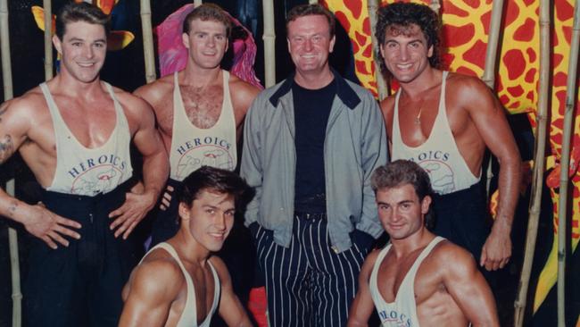 Manpower, featuring Jamie Durie (bottom left) and Billy Cross (top right) with Peter Allen (centre) at The Penthouse with Peter Allen.