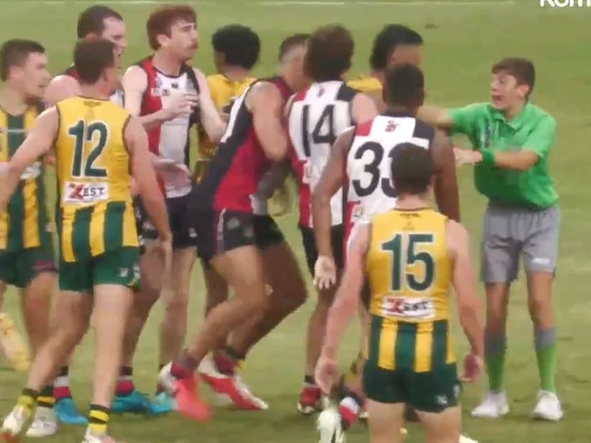 Referee assault from PINT's Warwick Williams in the NTFL elimination final.