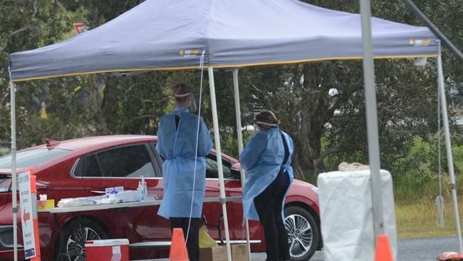 Covid testing centre at the Cavanbah Centre on Ewingsdale Road in Byron Bay. Picture: Liana Boss.