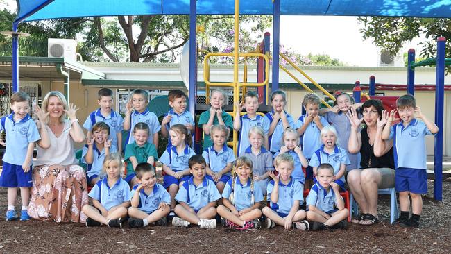MY FIRST YEAR: Funny faces. Glass House Mountain State School Preps. Picture: Patrick Woods.