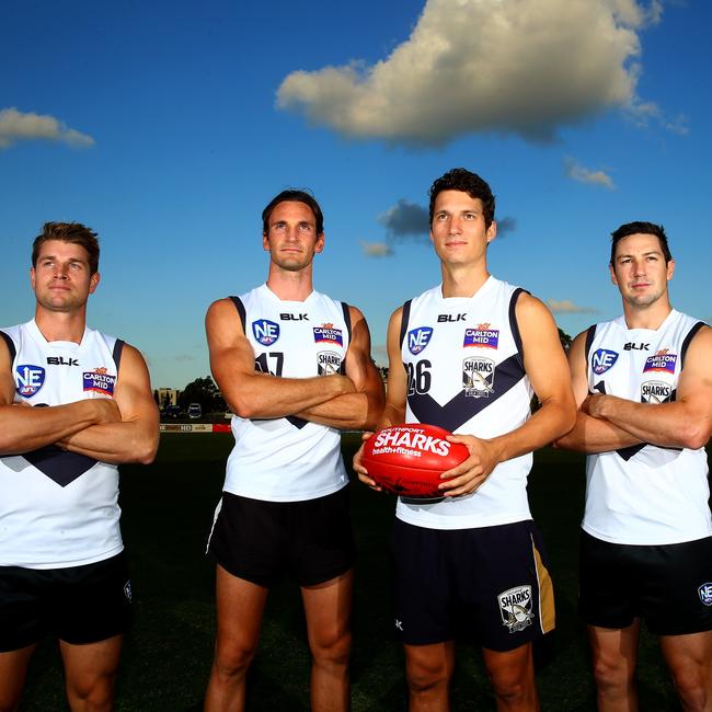 Southport Sharks leadership group for 2016 consist off Jason Burge, Evan Panozza, Ben Headland, Glenn Screech and James Holland Photo: David Clark