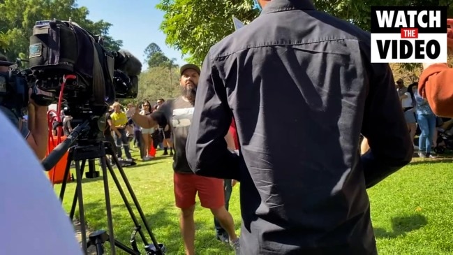 Anti-vaxxer slams 'propaganda' at Brisbane protest