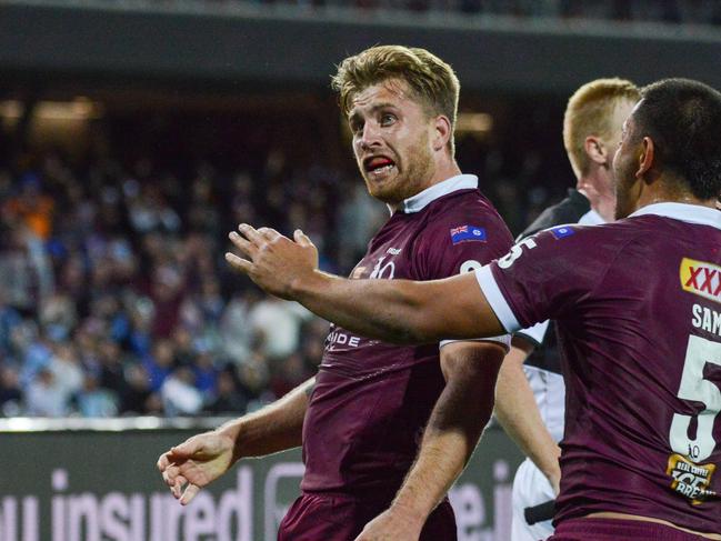 Cameron Munster celebrates his try. Picture: Brenton Edwards