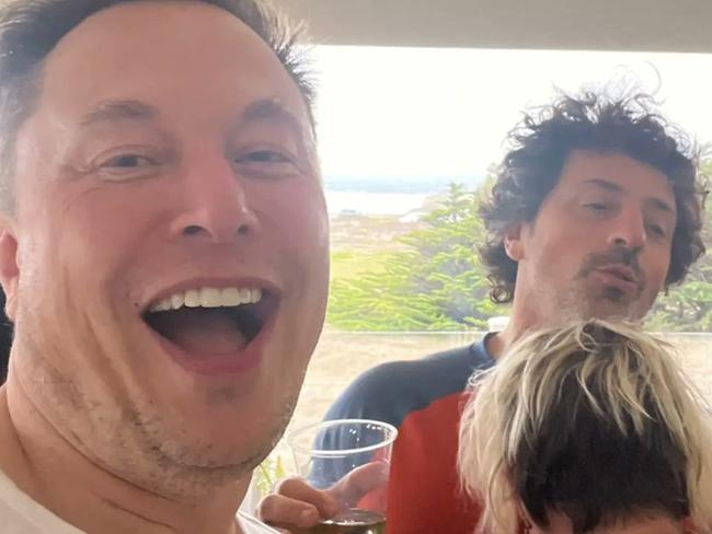 A photo of Elon Musk and Sergey Brin posted on Elon Musk's Twitter account. Picture: Elon Musk/Twitter