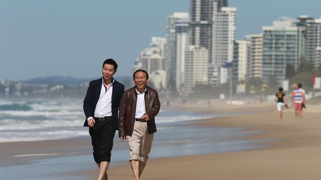 Ridong Group boss Riyu Li with son Tony Li at Surfers Paradise