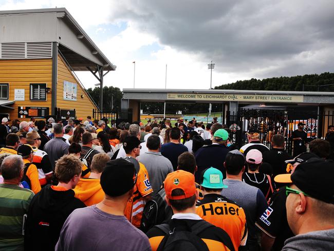 Fans enter the ground before a Wests Tigers fixture at Leichhardt Oval. Photo: Brett Costello