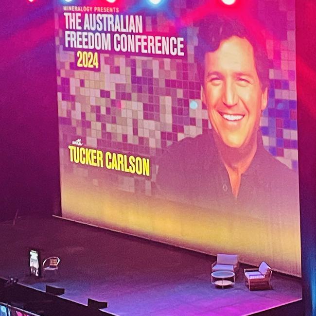 Tickets to the Clive Palmer-produced Australian Freedom Conference with Tucker Carlson were being reduced from over $200 down to $50.