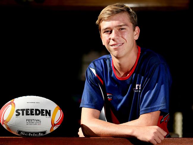 Mitchell Reeve poses for a photo on the 11th of March, 2018.  Young rugby league player Mitchell Reeve has been nominated for the Southern Courier's Local Sports Stars competition. (AAP IMAGE/ Danny Aarons)