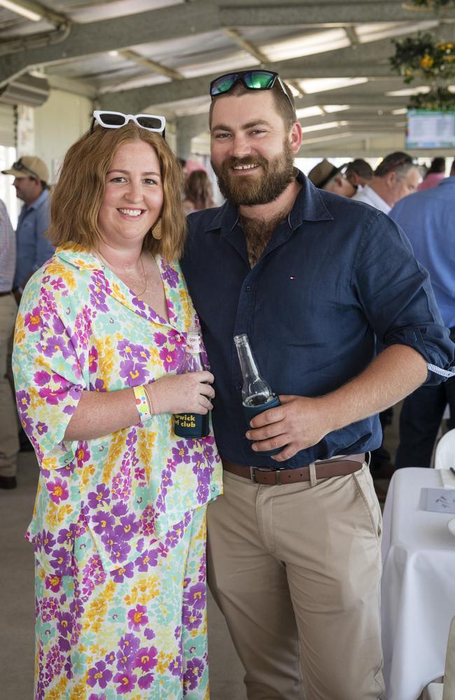 Ashleigh Hart and Aaron Alexander at Warwick Cup race day at Allman Park Racecourse, Saturday, October 14, 2023. Picture: Kevin Farmer