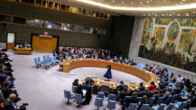 The United Nations Security Council after the vote. Several previous attempts to pass a resolution calling for a ceasefire were vetoed. Picture: Charly Triballeau/AFP