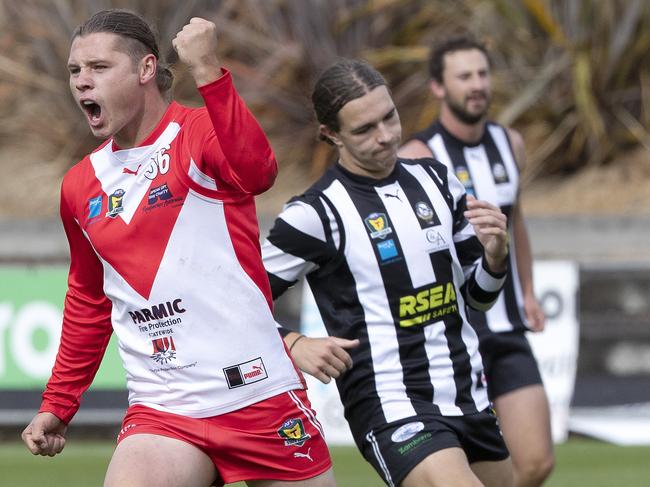 Jacques Barwick celebrates a goal. Picture: Chris Kidd