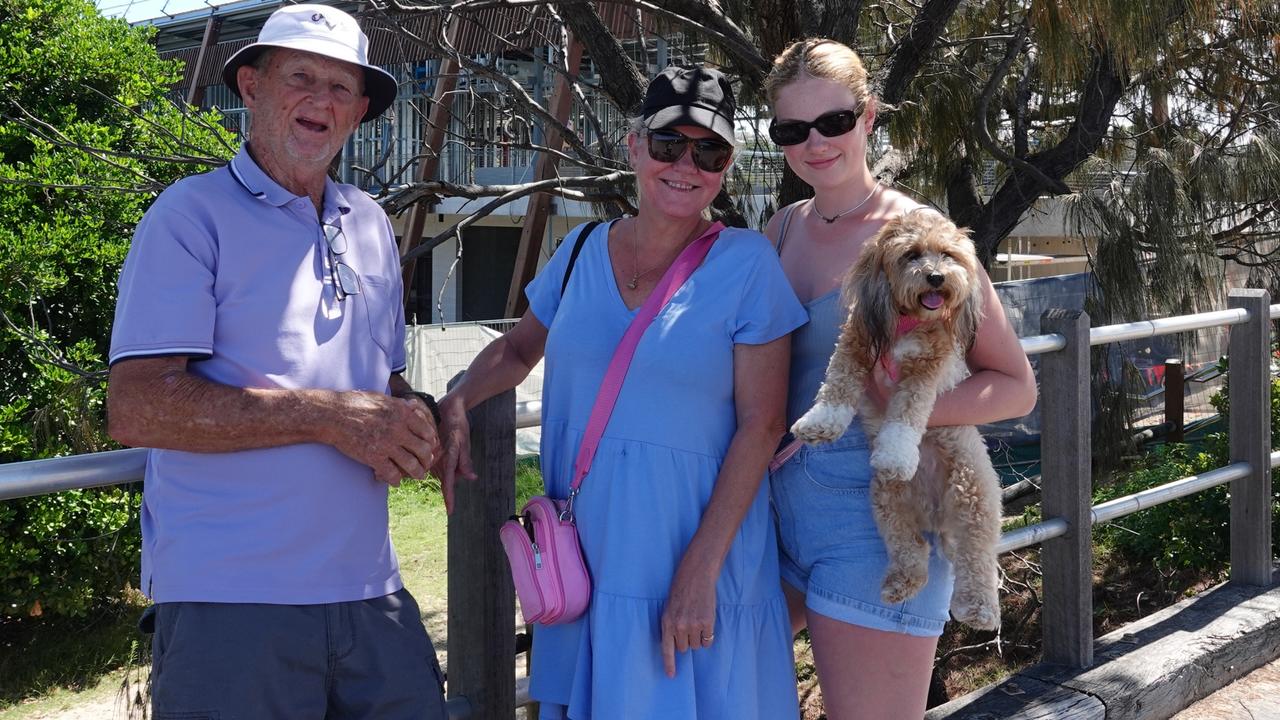 Coffs Harbour locals Graham, Amanda and Amelia Miller with Nutmeg Cinnamon Coffee, a shih tzu cross poodle. Graham's father was involved in setting up the Coffs Coast Advocate. Picture: Chris Knight