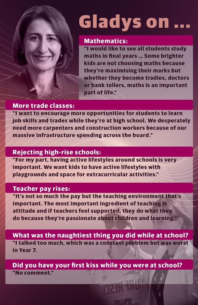 Premier Gladys Berejiklian on changes in schools.