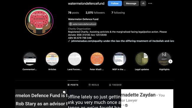 Watermelon Defence Fund’s Instagram page.