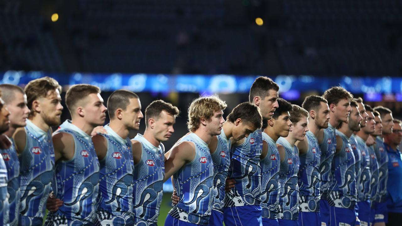 It’s been a tough week at Arden St. Photo by Mike Owen/AFL Photos/via Getty Images