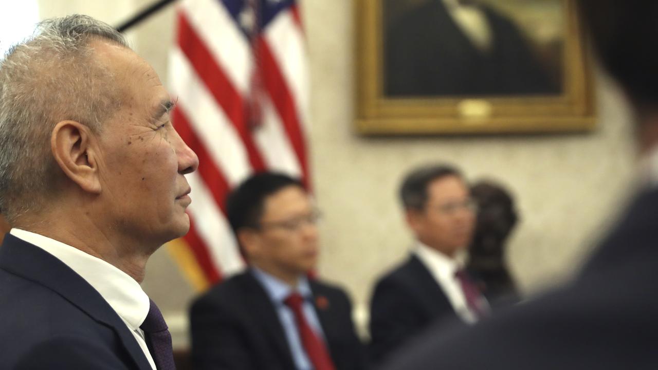 Chinese Vice Premier Liu He during a meeting with President Donald Trump in the Oval Office. Picture: AP