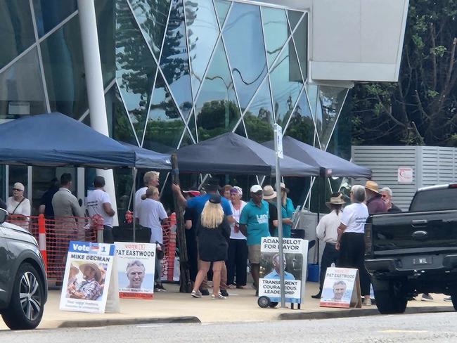 Voters lined up to cast their votes early for the Livingstone Shire Council elections.