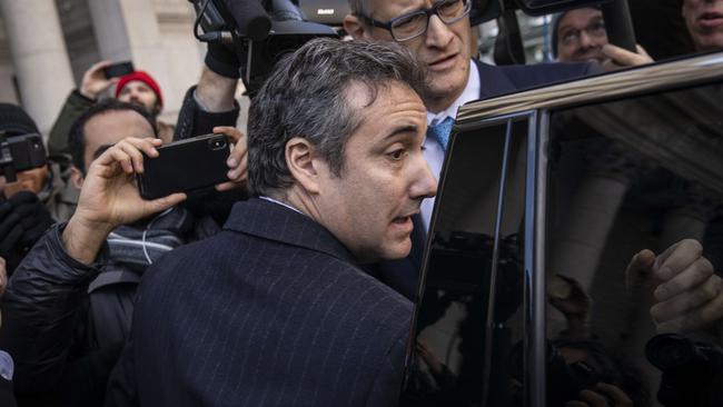 Michael Cohen leaves the federal court in New York where he admitted lying about Donald Trump’s Russia links. Picture: AFP.