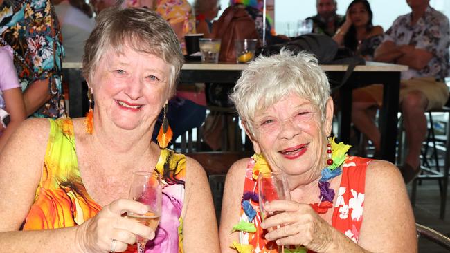 Deborah Russell and Robyn Parker attend the Parrothead Party. Picture: Brendan Radke