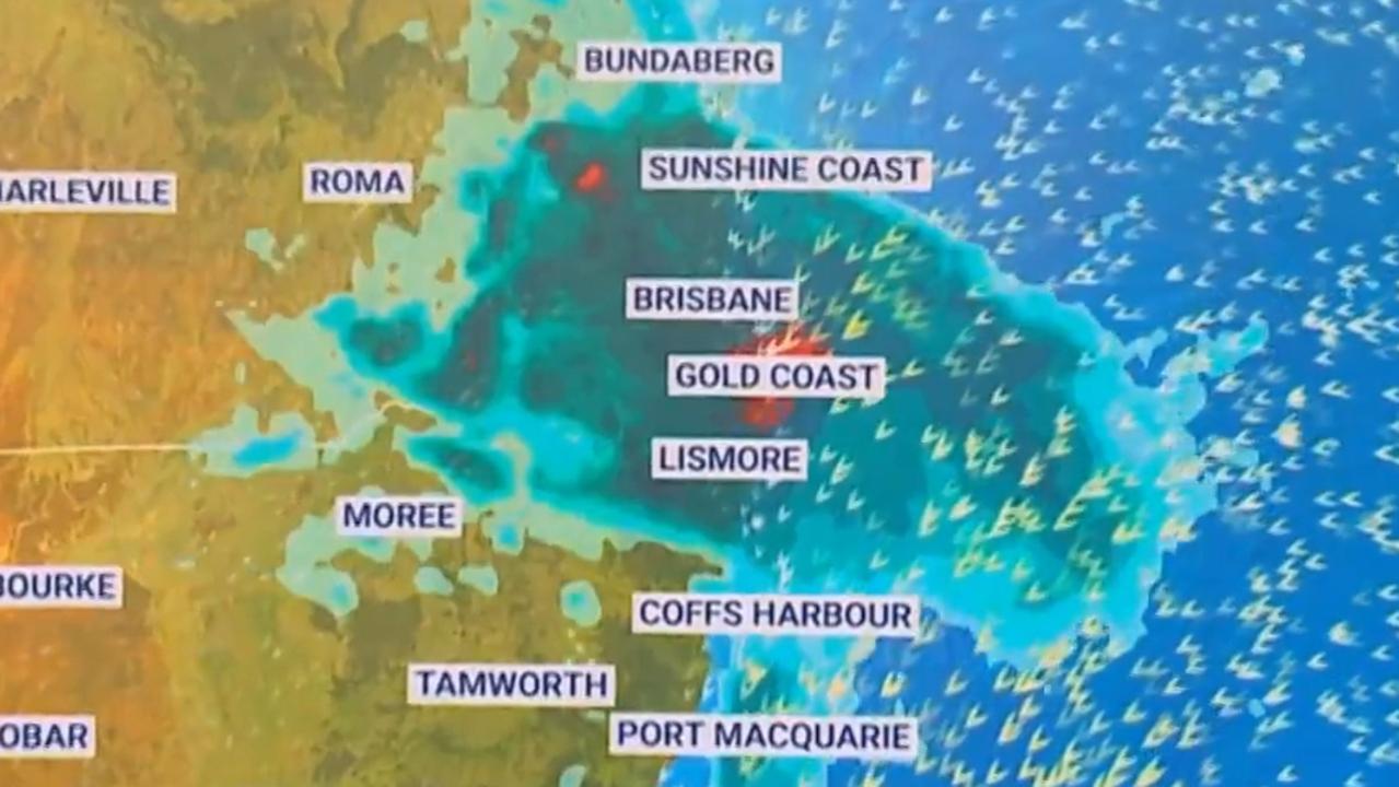 From Monday showers and storms will focus over eastern Queensland south of Bundaberg. Picture: Sky Weather