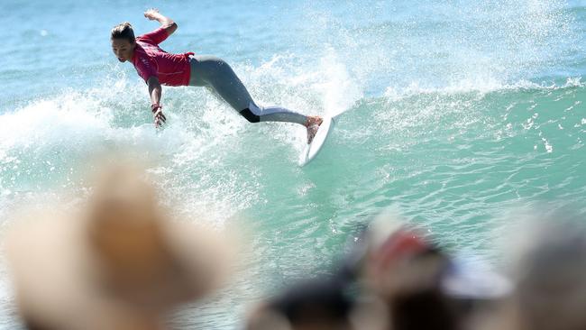 Sally Fitzgibbons competing at her own event at Cronulla. Pic: Jason McCawley.